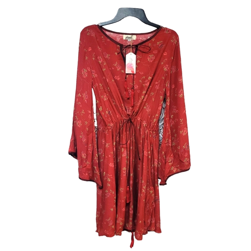 Pinnacle Red Elegant Flattering Special Occasion Modern Bold Wrap Size XS dress